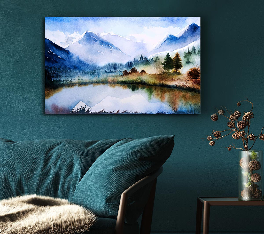  A Canvas Print of Mountain Winter Lake Canvas Art