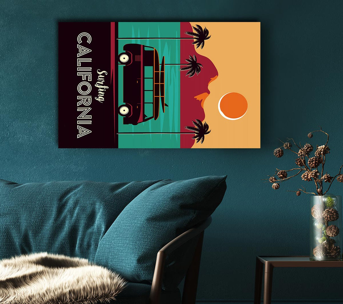  A Canvas Print of California Surfing Canvas Art