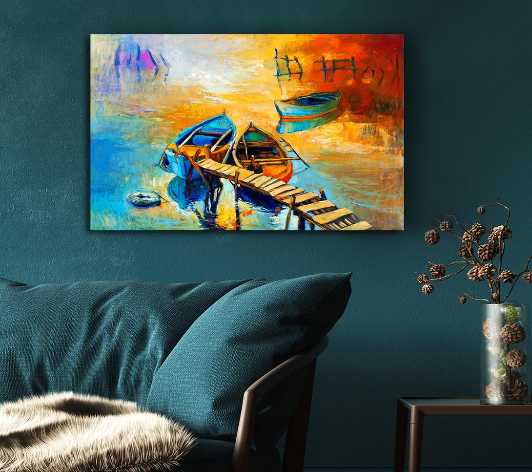  A Canvas Print of Golden Sail Boat Waters Canvas Art