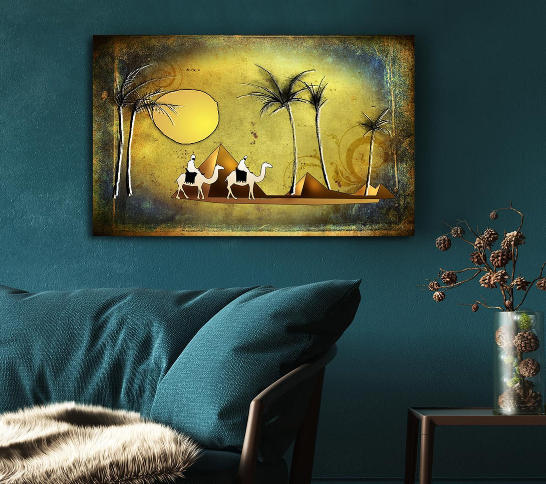  A Canvas Print of Camel Ride Through The Egyptian Desert Canvas Print