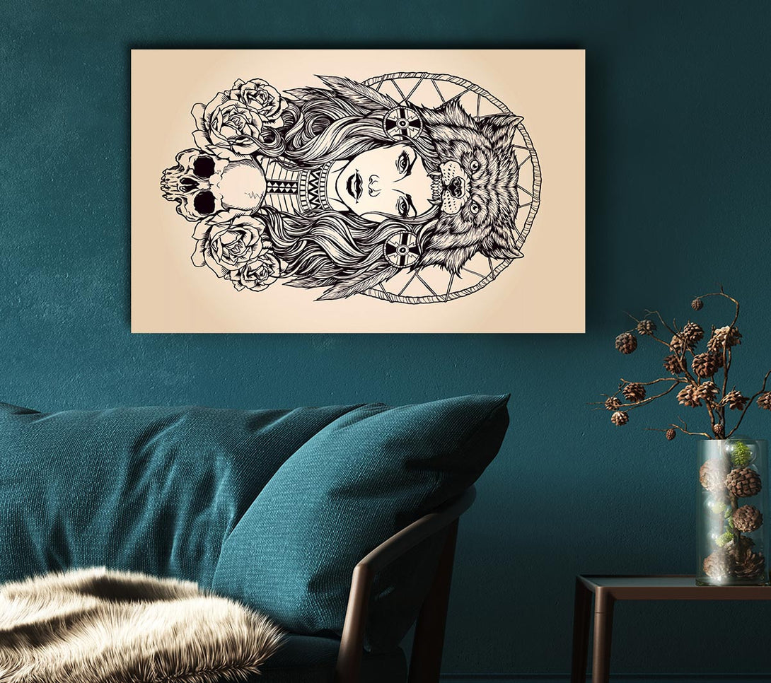  A Canvas Print of Indian Bear Woman Canvas Wall Art