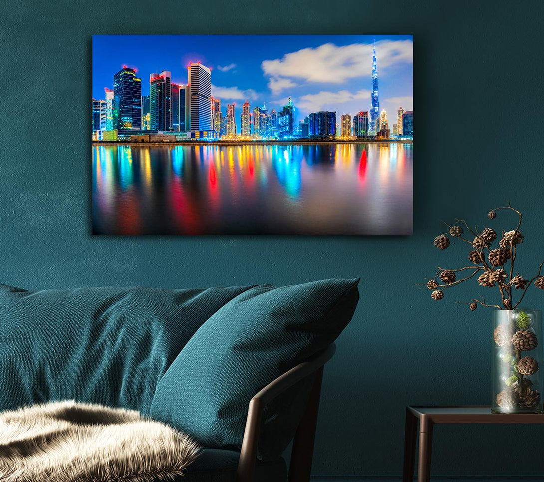  A Canvas Print of Colourful City At Night Canvas Art
