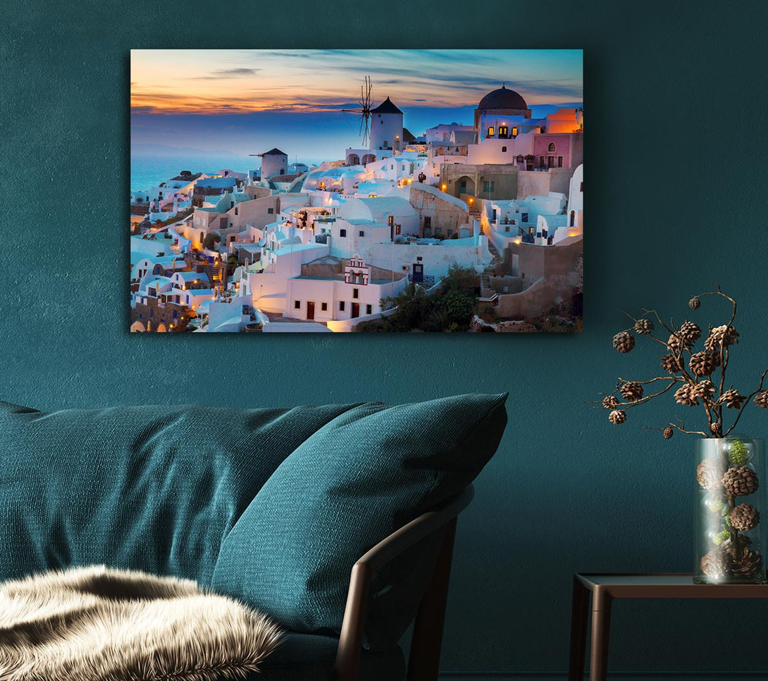  A Canvas Print of Santorini At Sunset Canvas Print