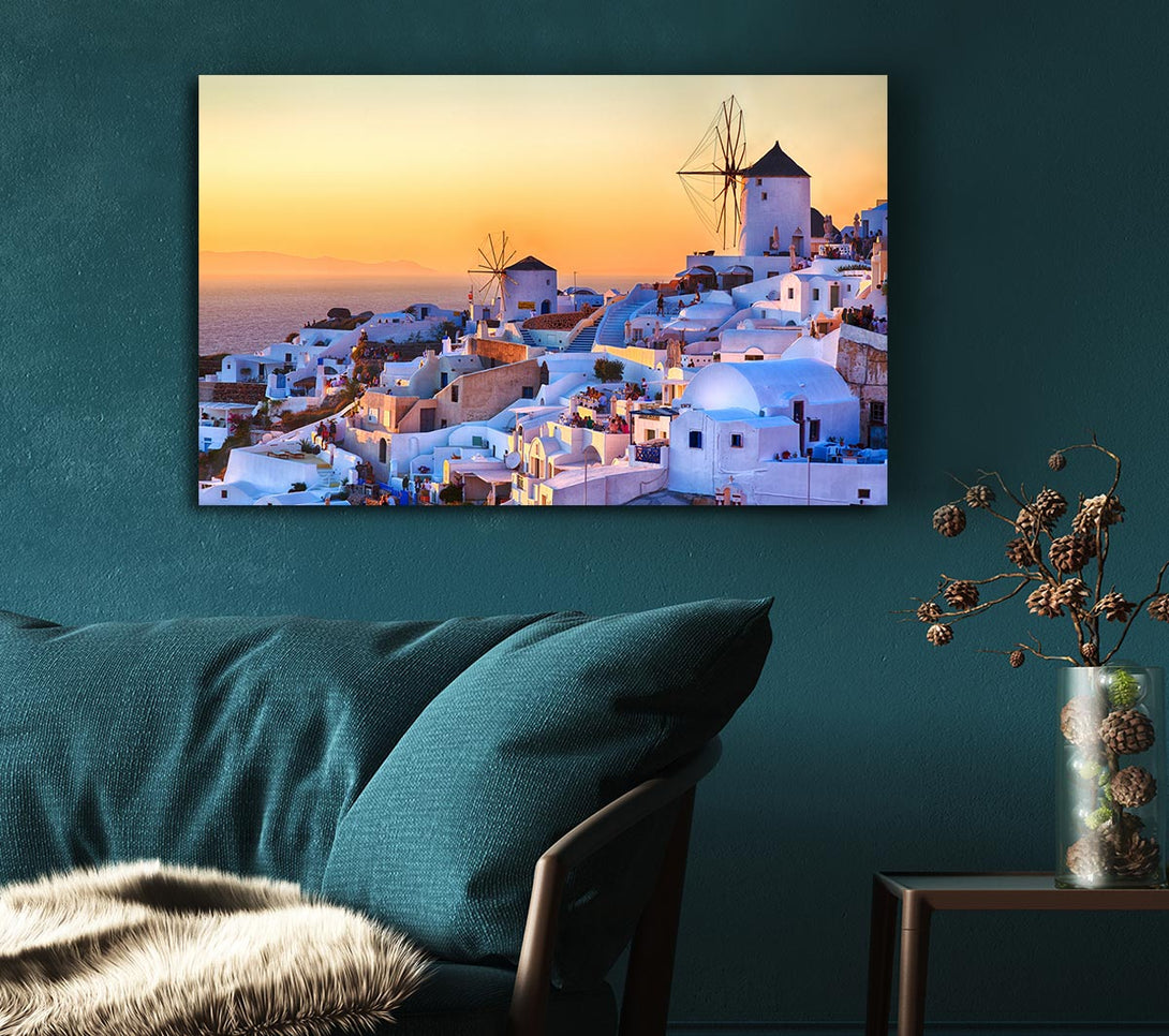  A Canvas Print of Sunset In Santorini Canvas Print
