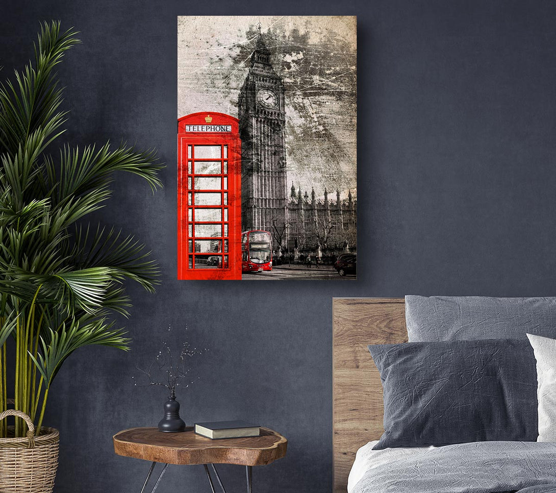  A Canvas Print of Retro Big Ben Canvas Wall Art