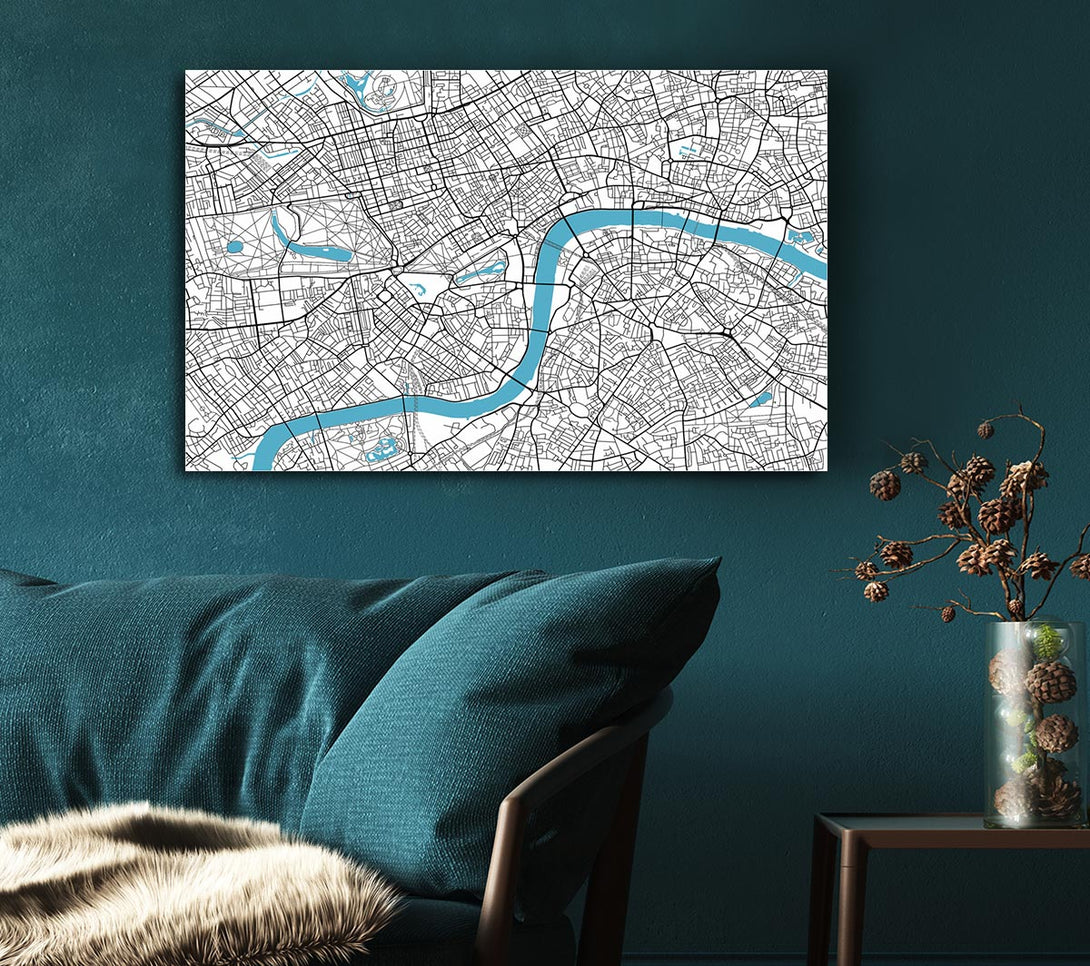  A Canvas Print of The Map Of London Thames 1 Canvas Print
