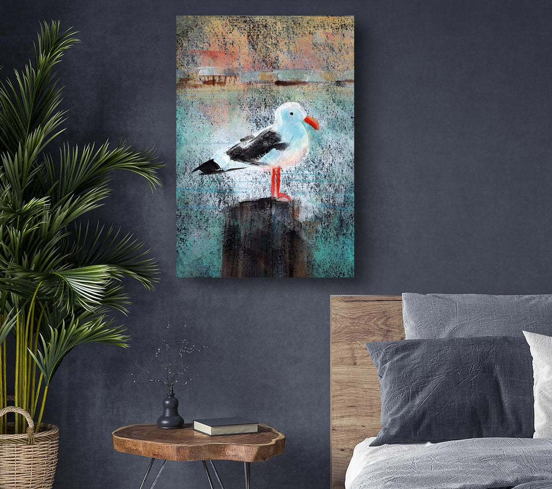  A Canvas Print of Seagull Perch Canvas Wall Art