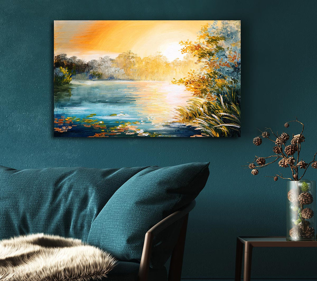  A Canvas Print of Sunset Water Glow Canvas Art