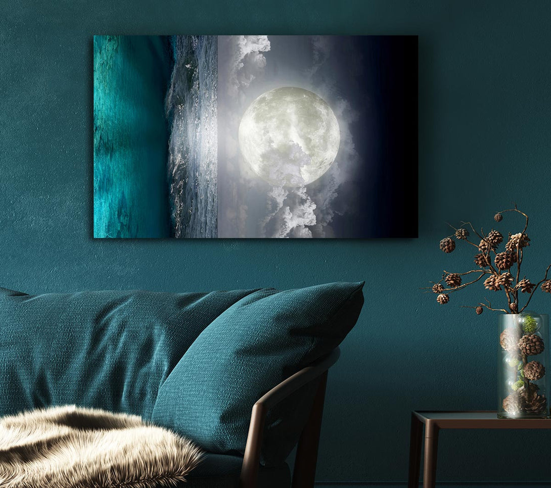  A Canvas Print of Perfect Moon Ocean Canvas Wall Art