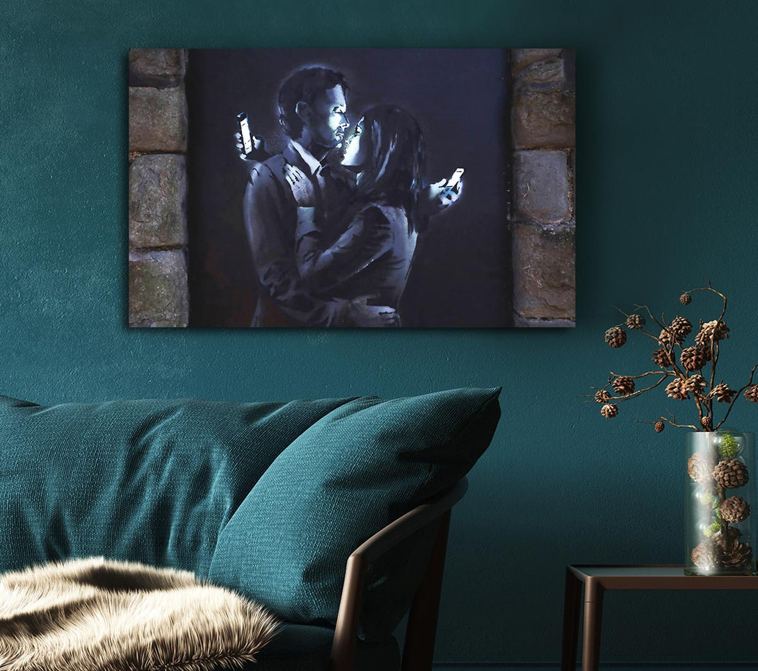  A Canvas Print of Banksy Phones Canvas Print