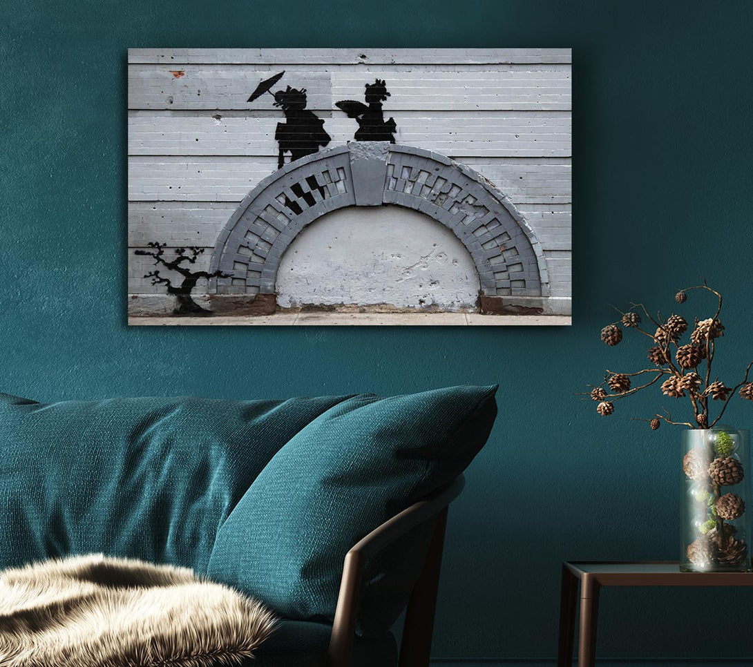  A Canvas Print of Banksy Geisha Bridge Canvas Art