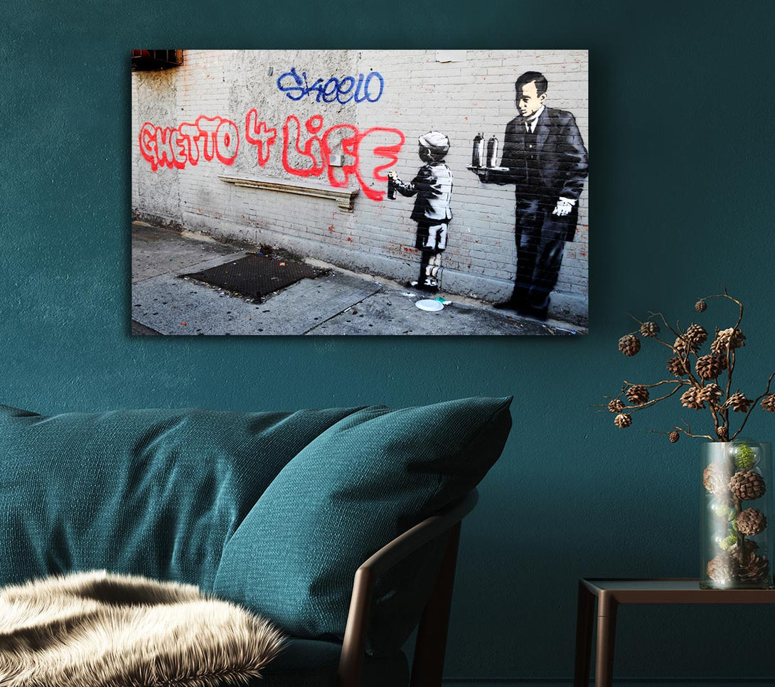  A Canvas Print of Banksy Ghetto For Life Canvas Print