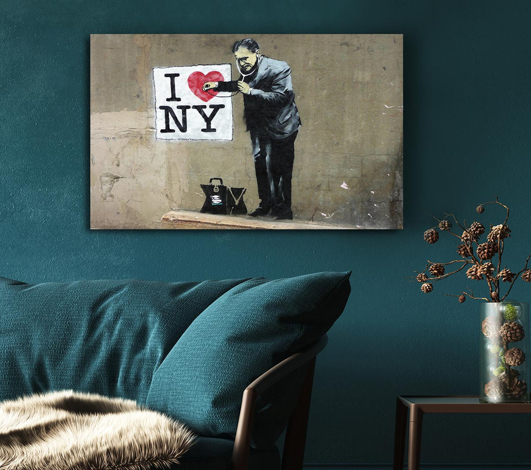  A Canvas Print of Banksy I Love Ny Canvas Wall Art