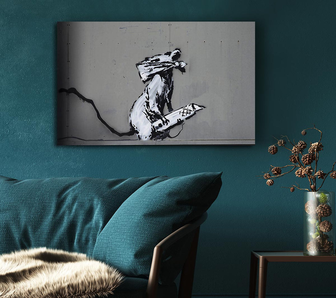  A Canvas Print of Banksy Robot Barcode Canvas Wall Art