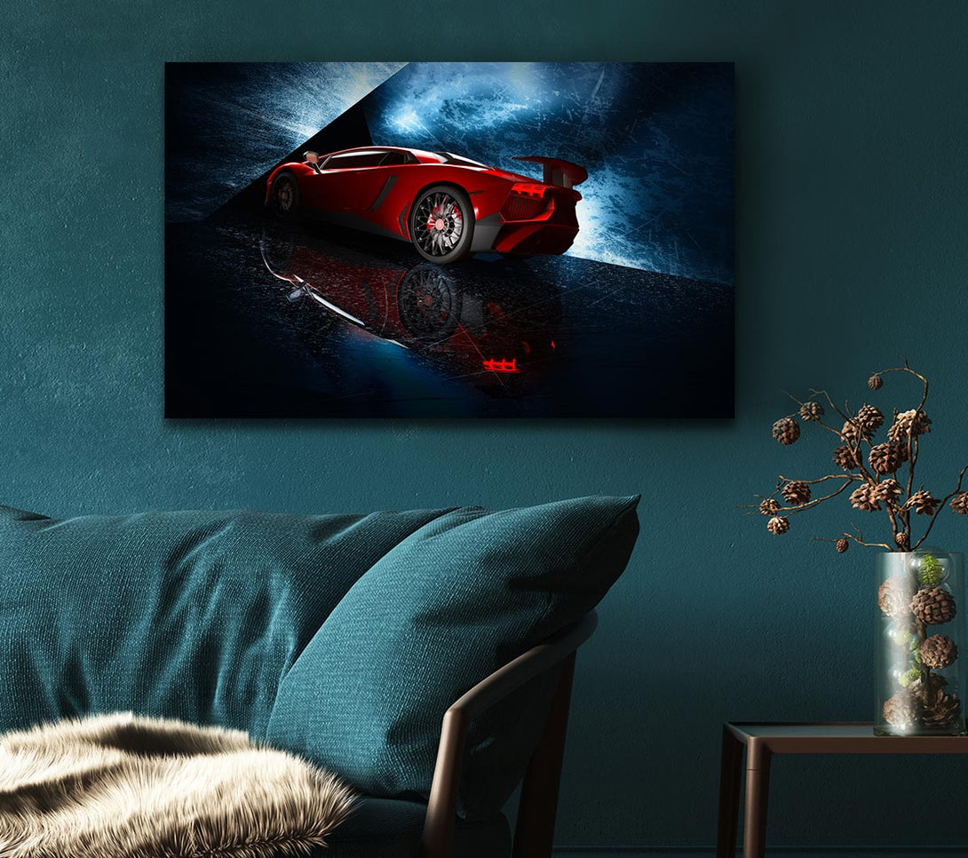  A Canvas Print of Red Supercar stanced Canvas Print