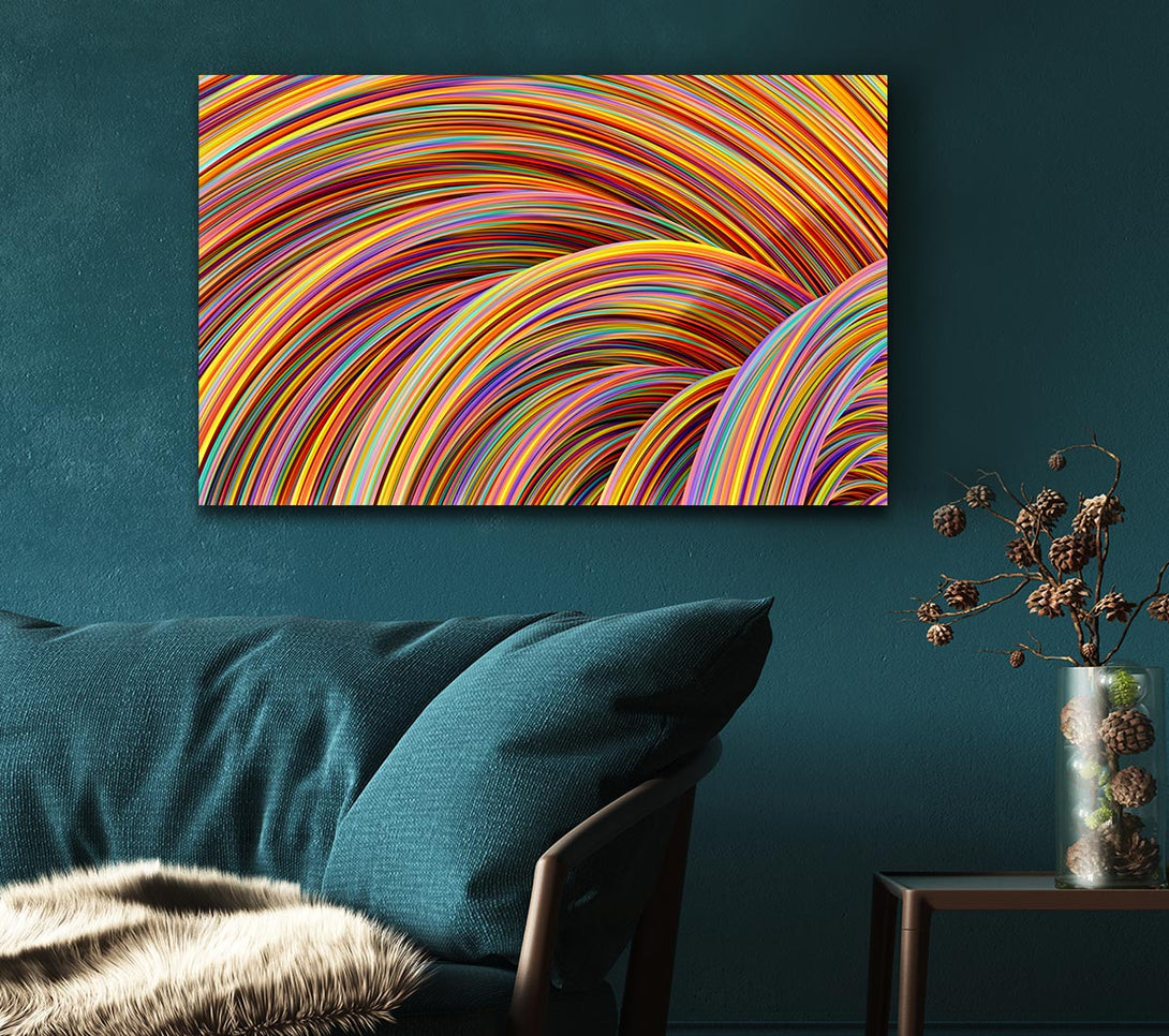  A Canvas Print of Colourful tubes curving in formation Canvas Print