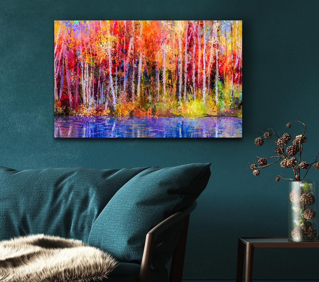  A Canvas Print of Abstract forest colour strokes Canvas Wall Art