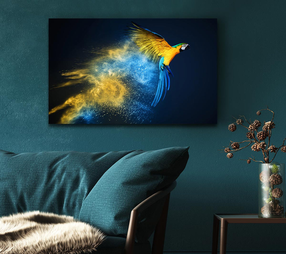  A Canvas Print of powder parrot take off Canvas Wall Art