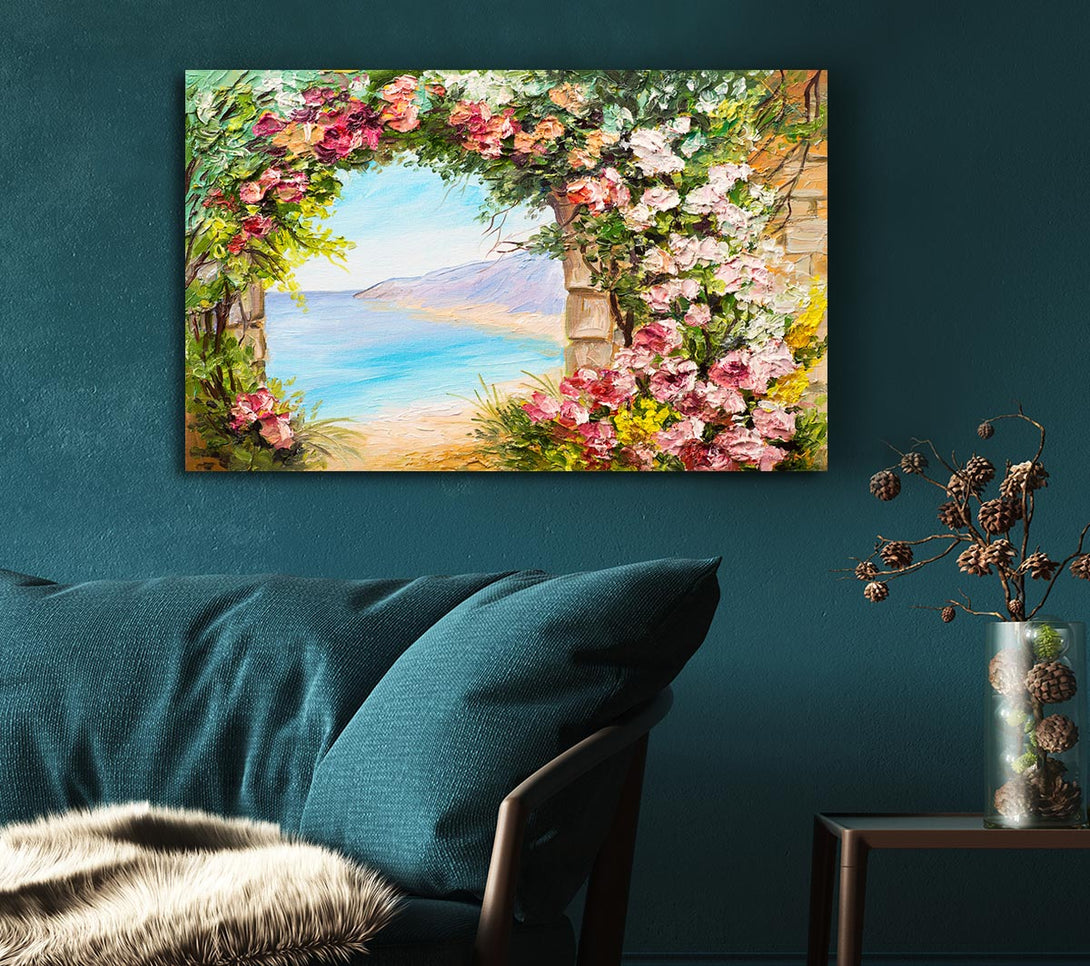  A Canvas Print of Floral View Of The Cove Watercolour Canvas Art