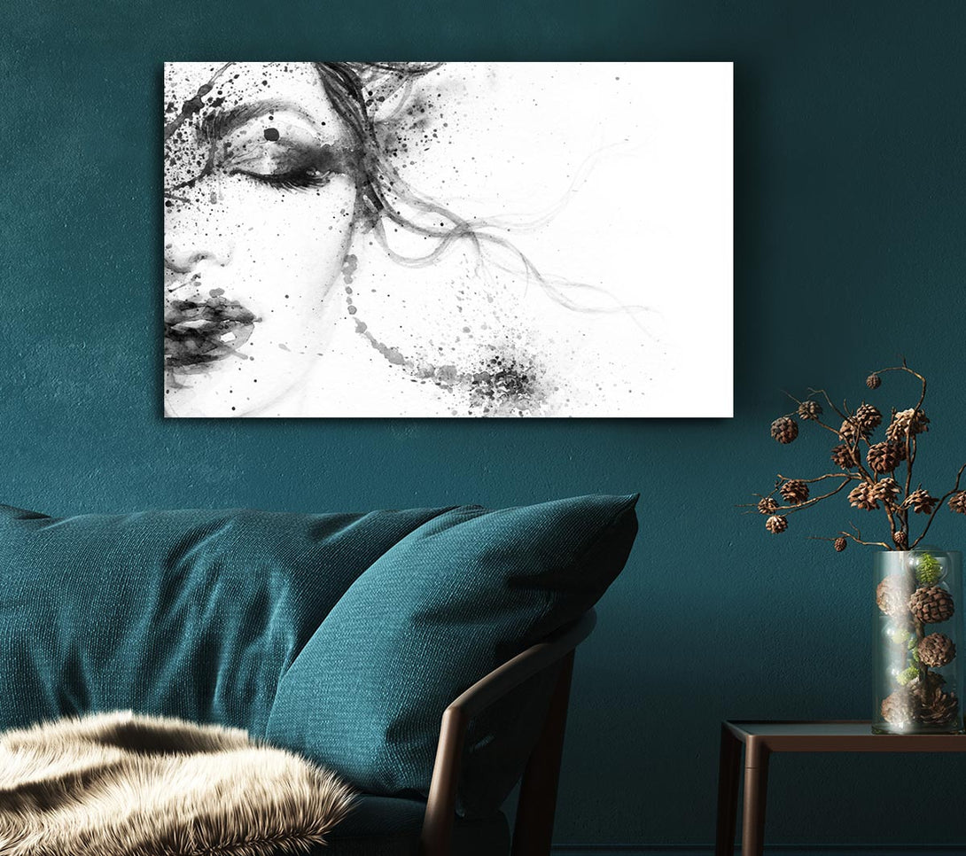  A Canvas Print of Watercolour Woman Face Canvas Wall Art