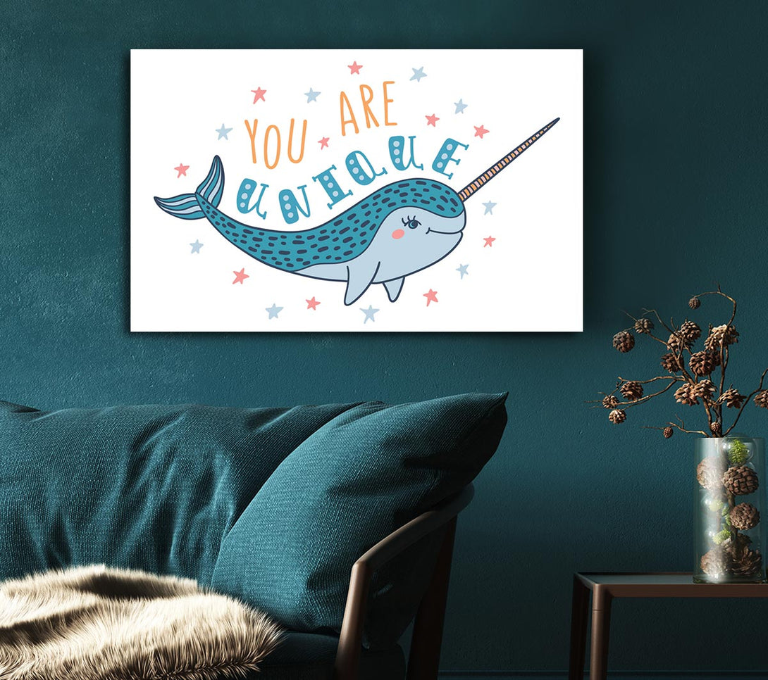  A Canvas Print of You Are Unique Narwhal Canvas Art
