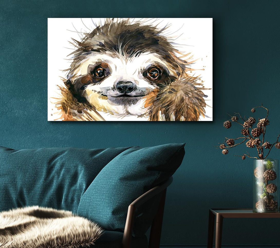  A Canvas Print of Water Colour Sloth Canvas Wall Art