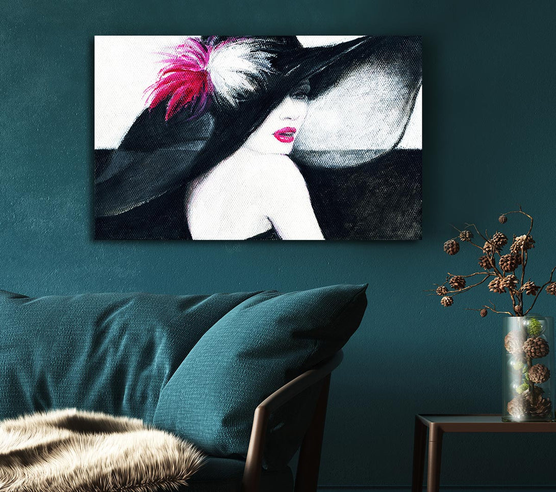  A Canvas Print of Woman In Black Hat Canvas Print