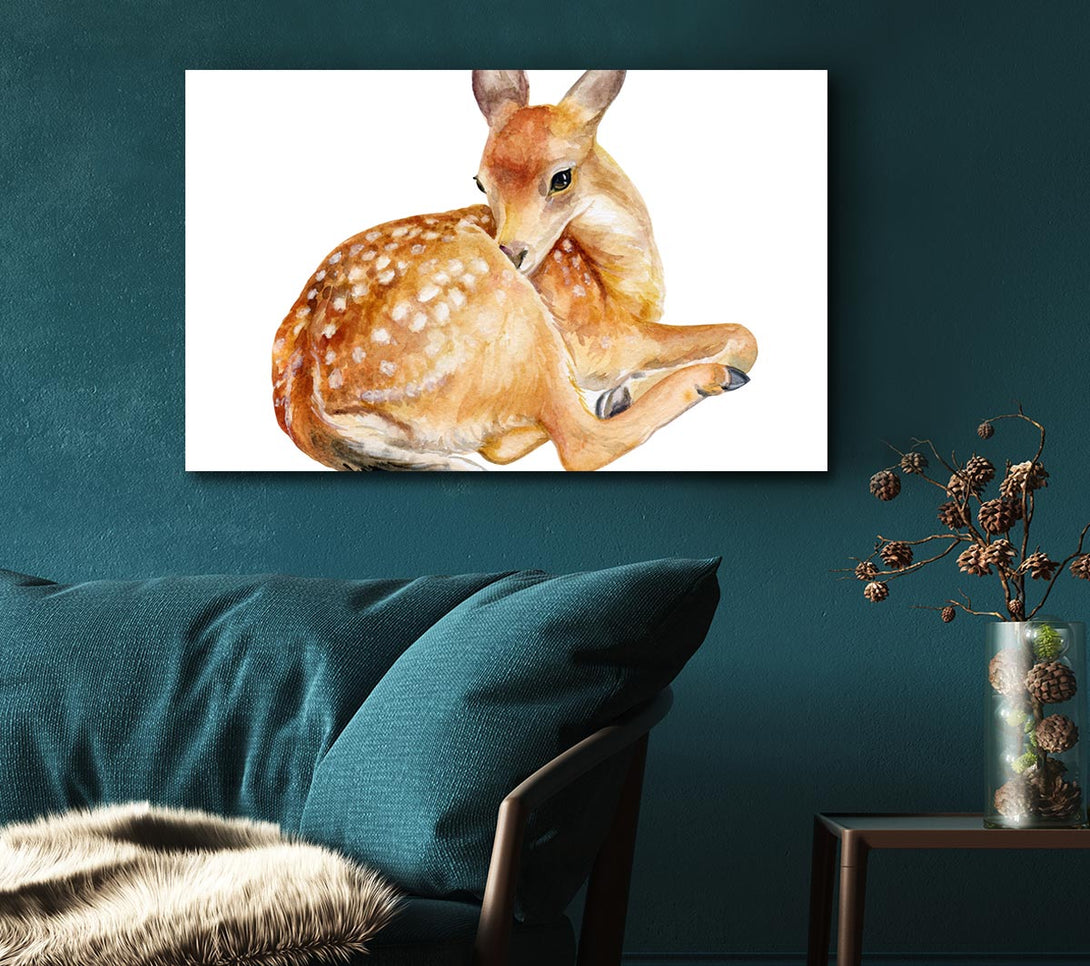 Picture of Watercolour Woodland Deer Canvas Print Wall Art