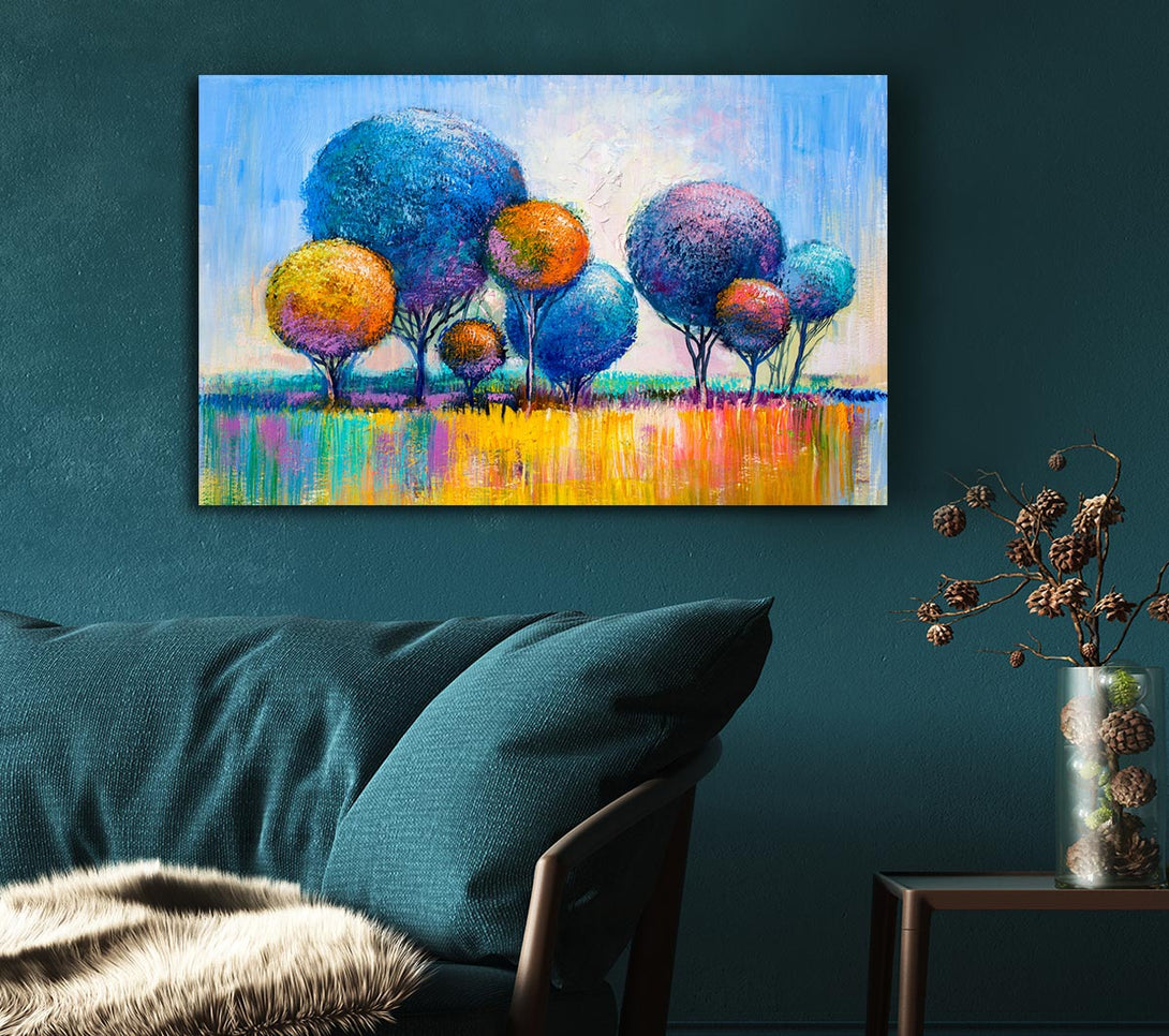 Picture of Circular Trees In The Meadow Canvas Print Wall Art