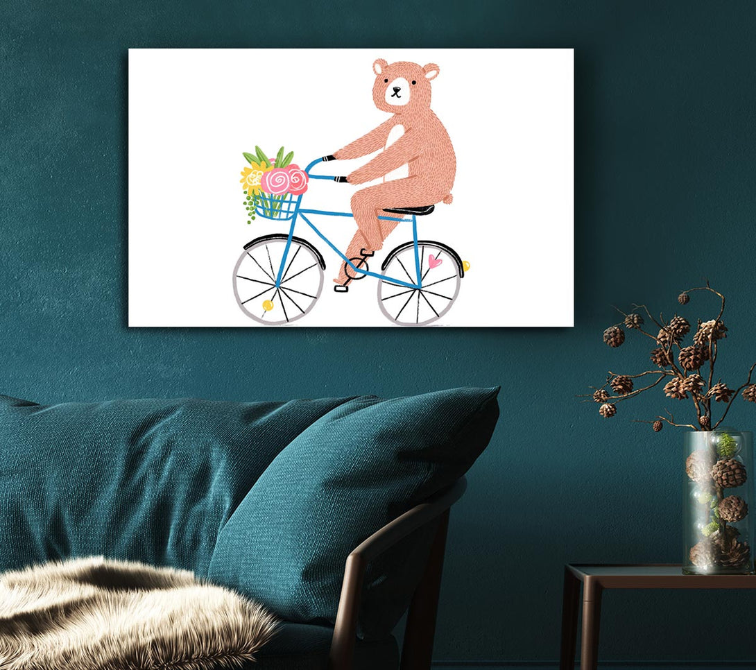  A Canvas Print of Bear Riding A Bike Canvas Art