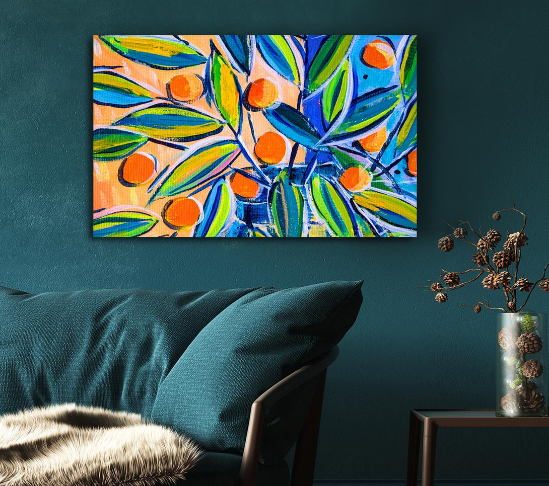  A Canvas Print of Bright Oranges On Tree Canvas Print