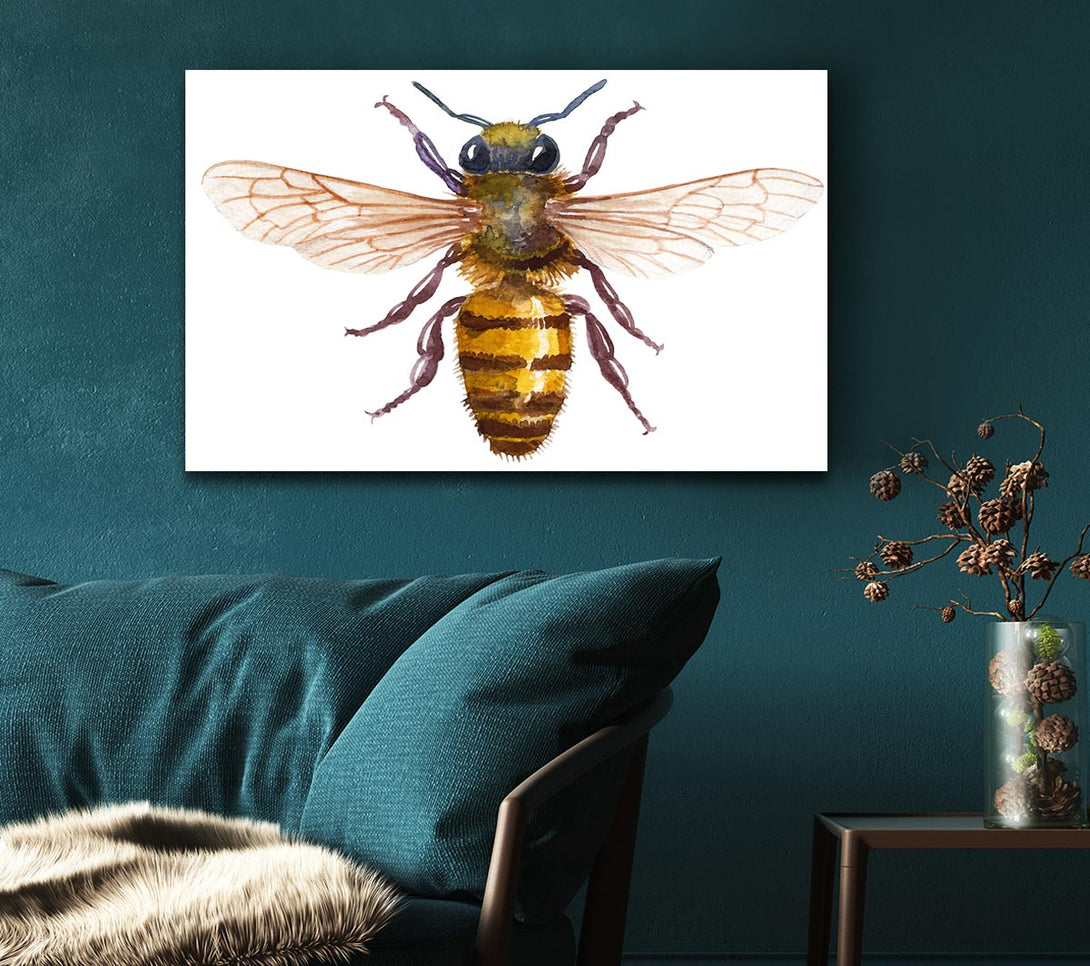  A Canvas Print of Watercolour Bee Canvas Print