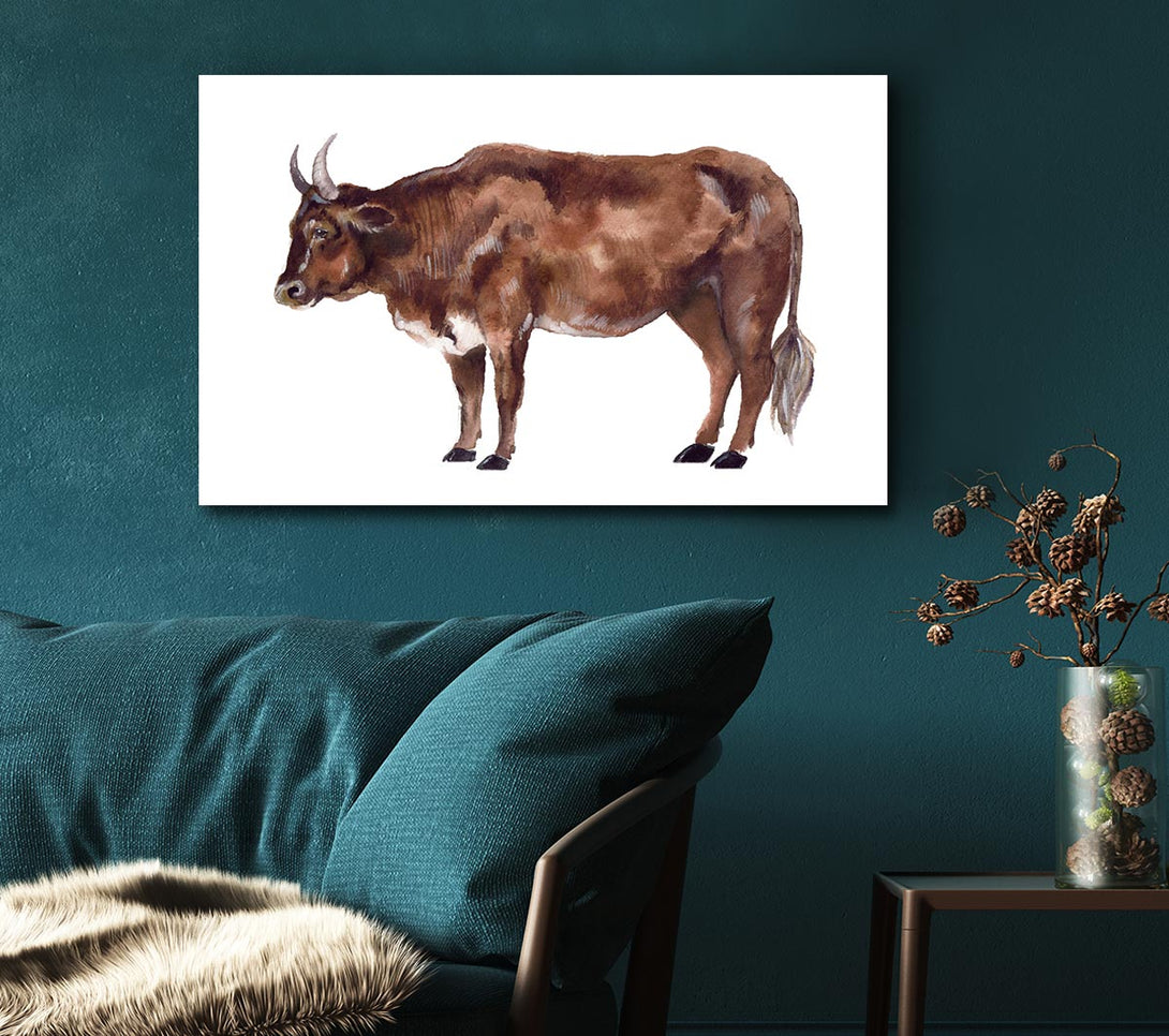  A Canvas Print of Big Brown Cow Canvas Art
