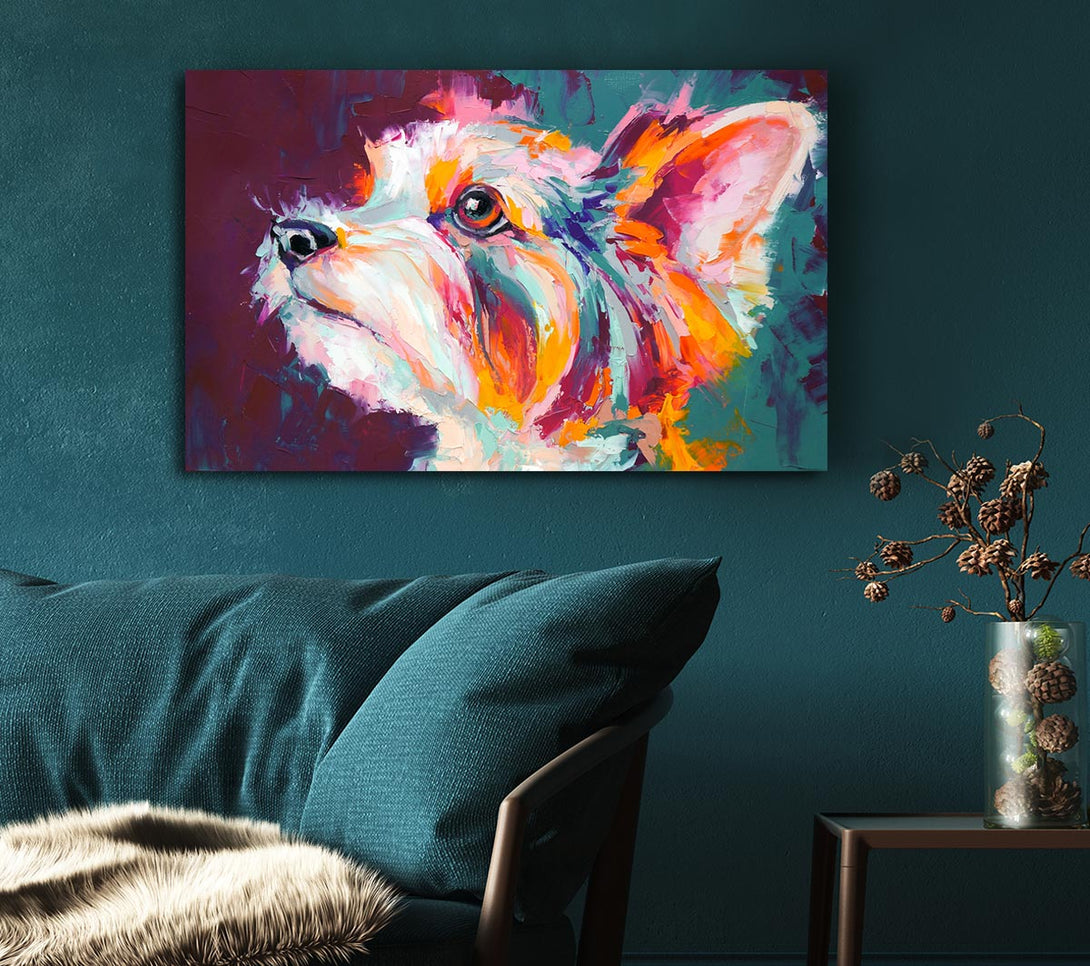  A Canvas Print of Vibrant Yorkshire Terrier Canvas Print