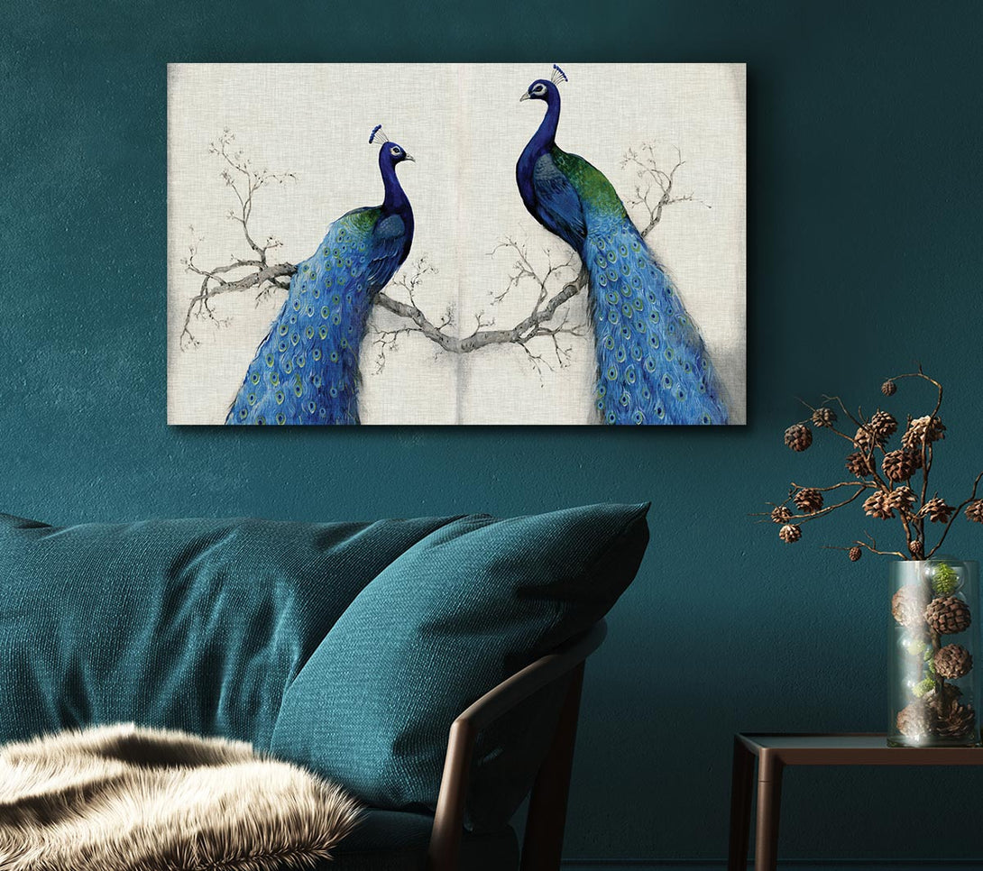  A Canvas Print of The Peacock Duo Canvas Wall Art