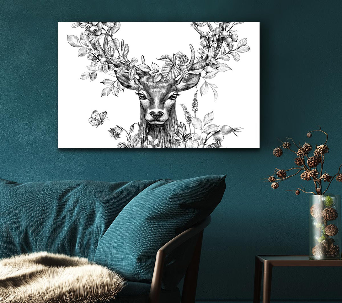  A Canvas Print of The Floral Deer Canvas Art