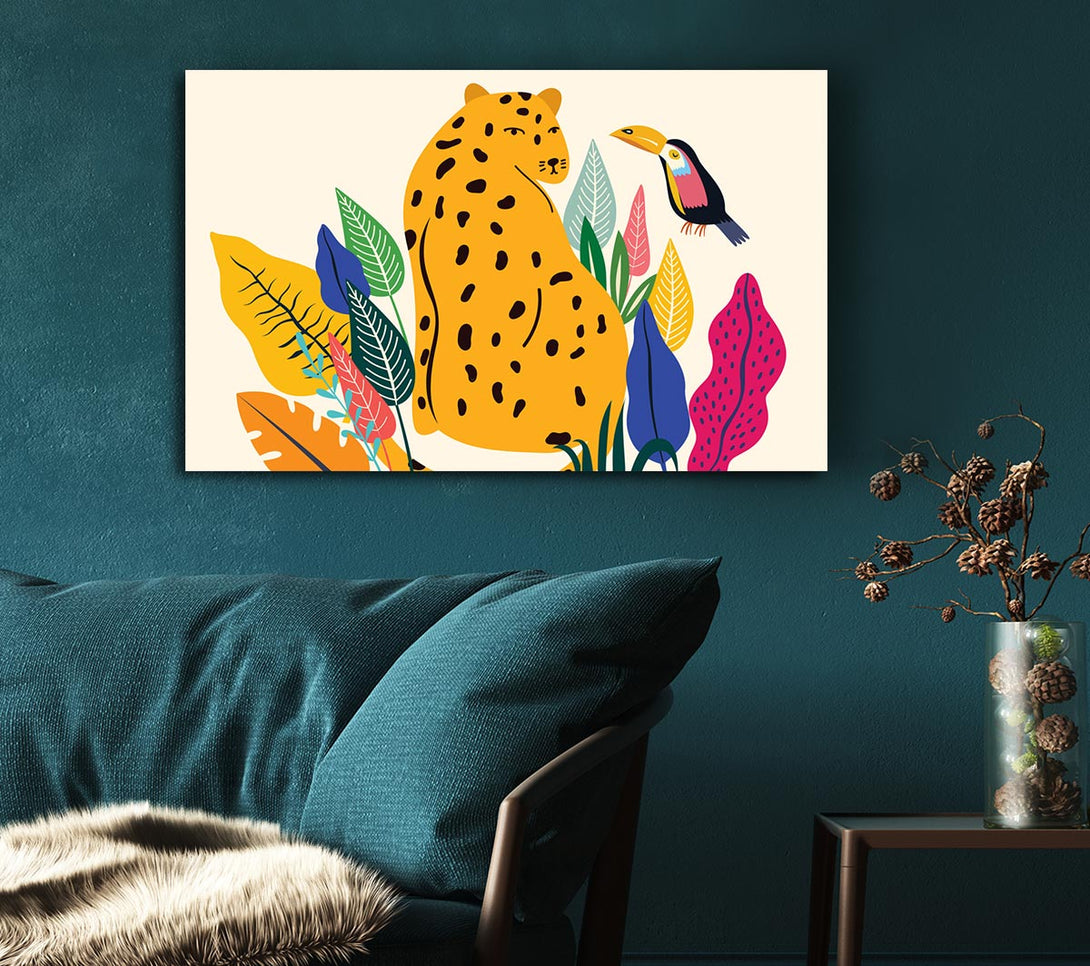  A Canvas Print of Mid Century Leopard Canvas Print