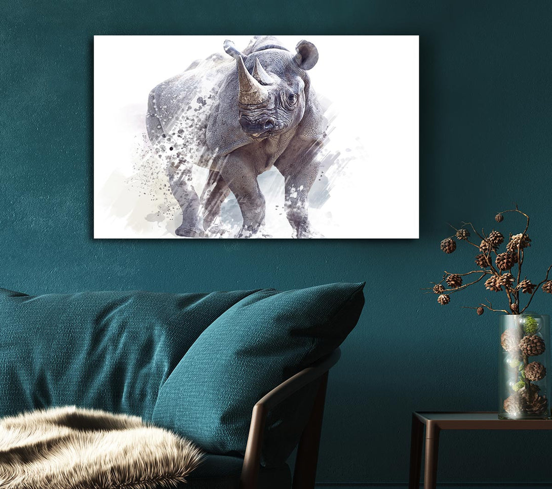  A Canvas Print of Watercolour Rhino Canvas Print