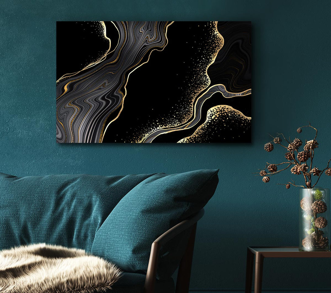  A Canvas Print of Black And Gold Flakes Canvas Wall Art