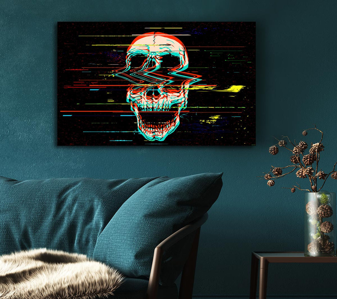  A Canvas Print of Waves Through A Skull Canvas Art