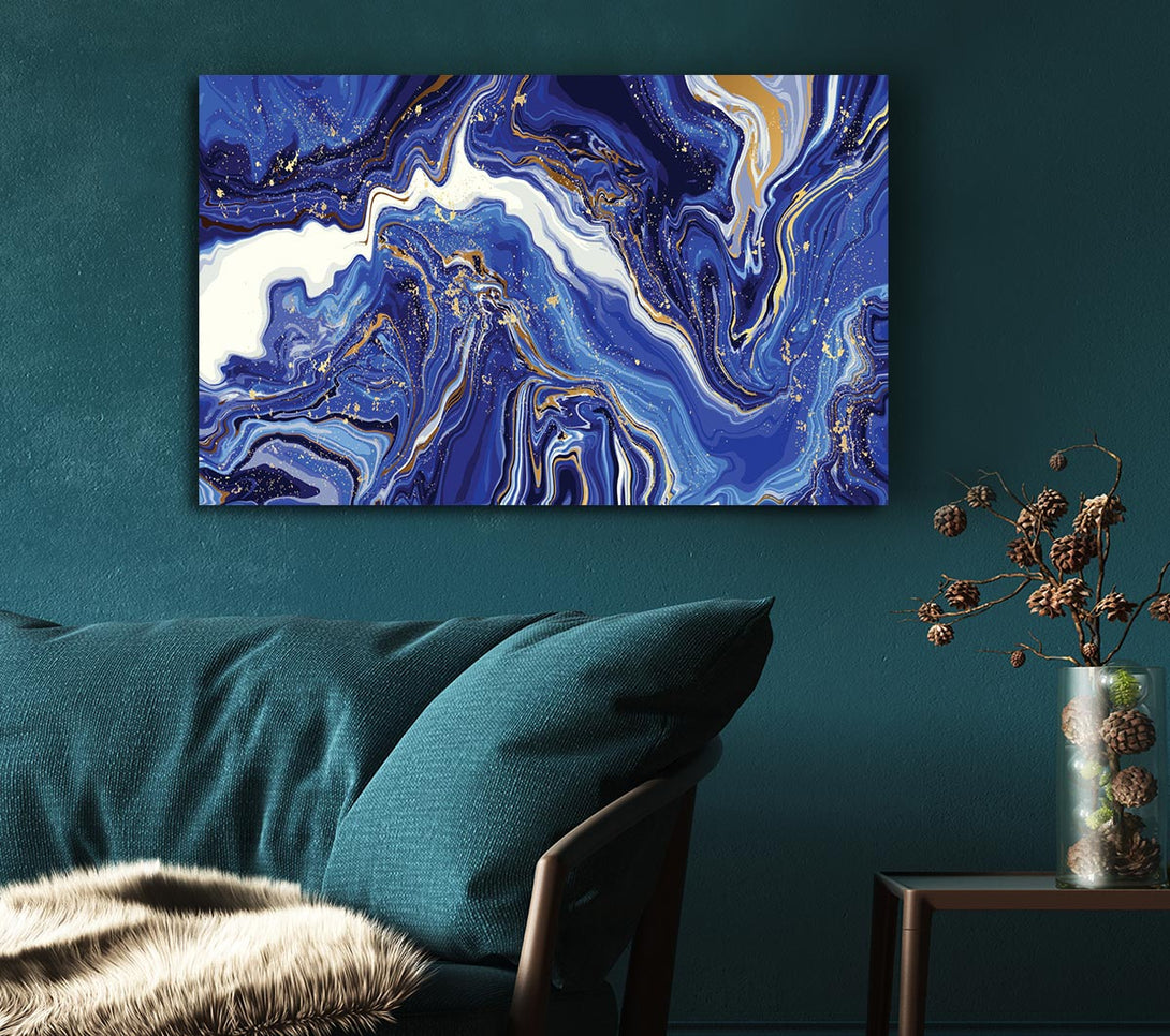  A Canvas Print of Blue And White Paint Mix Canvas Art