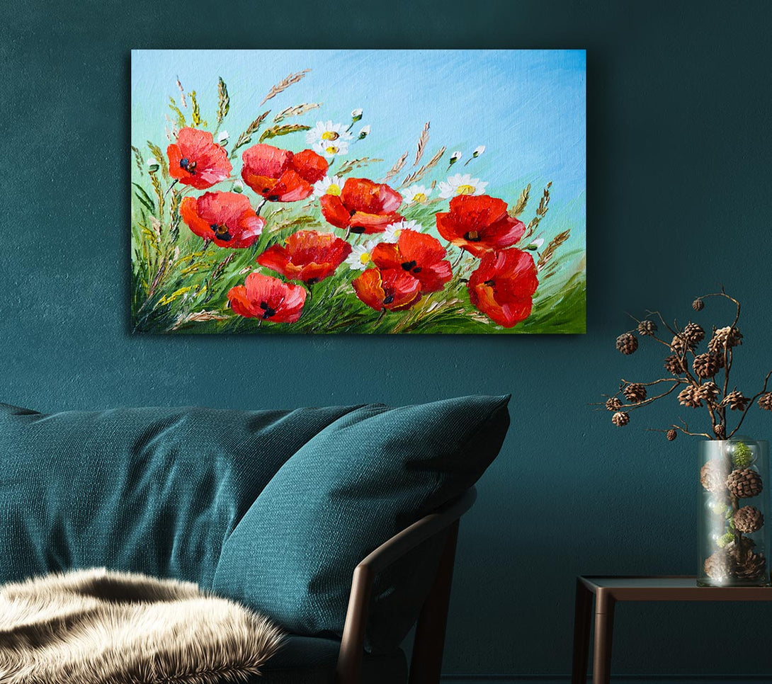  A Canvas Print of Poppies Under The Blue Sky Dream Canvas Art