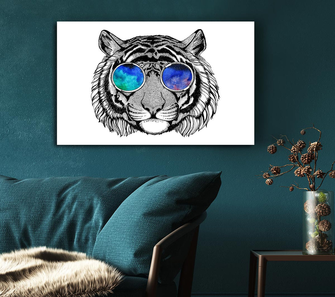  A Canvas Print of Glasses On A Tiger Hipster Canvas Art