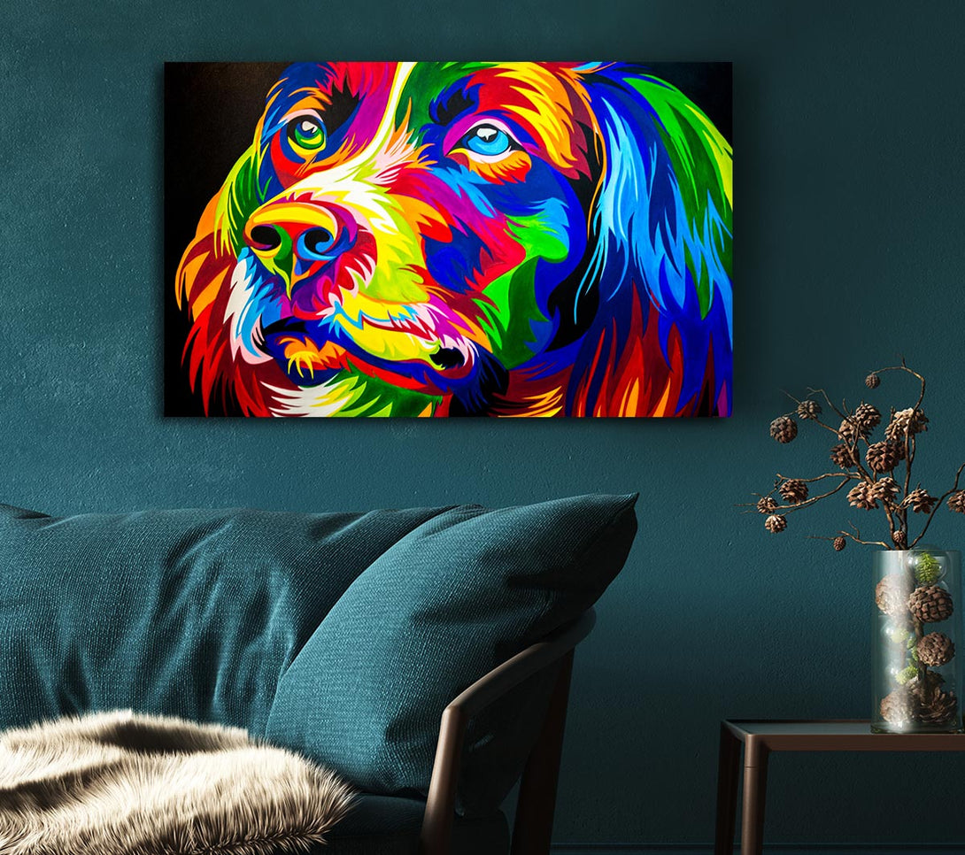  A Canvas Print of The Stunning Colourful Dog Canvas Wall Art