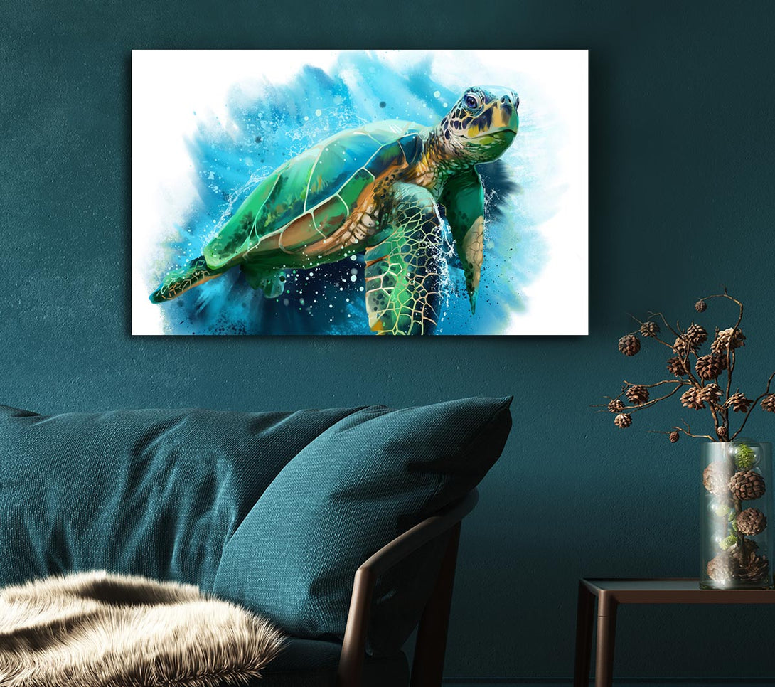  A Canvas Print of The Sea Turtle Watercolour Canvas Wall Art