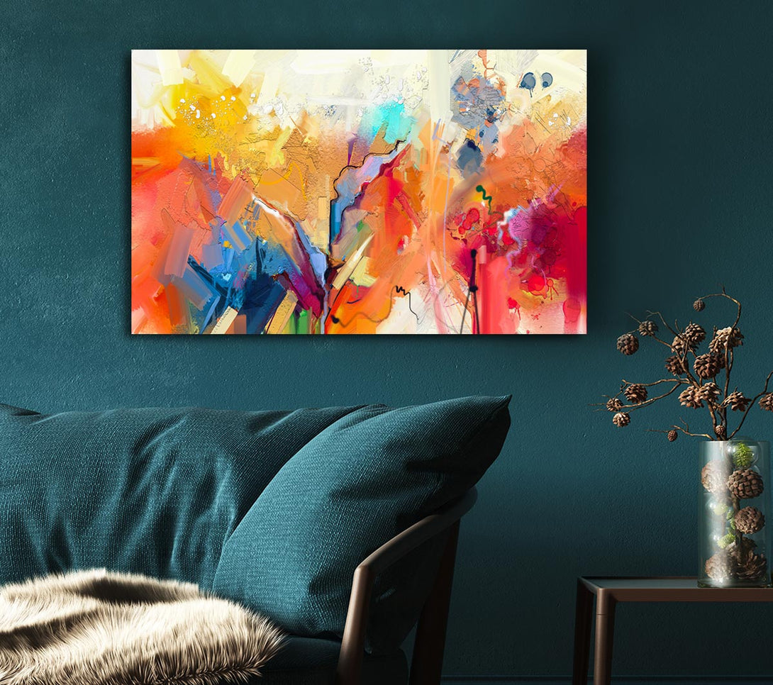  A Canvas Print of Colour Spill Flowers Canvas Print