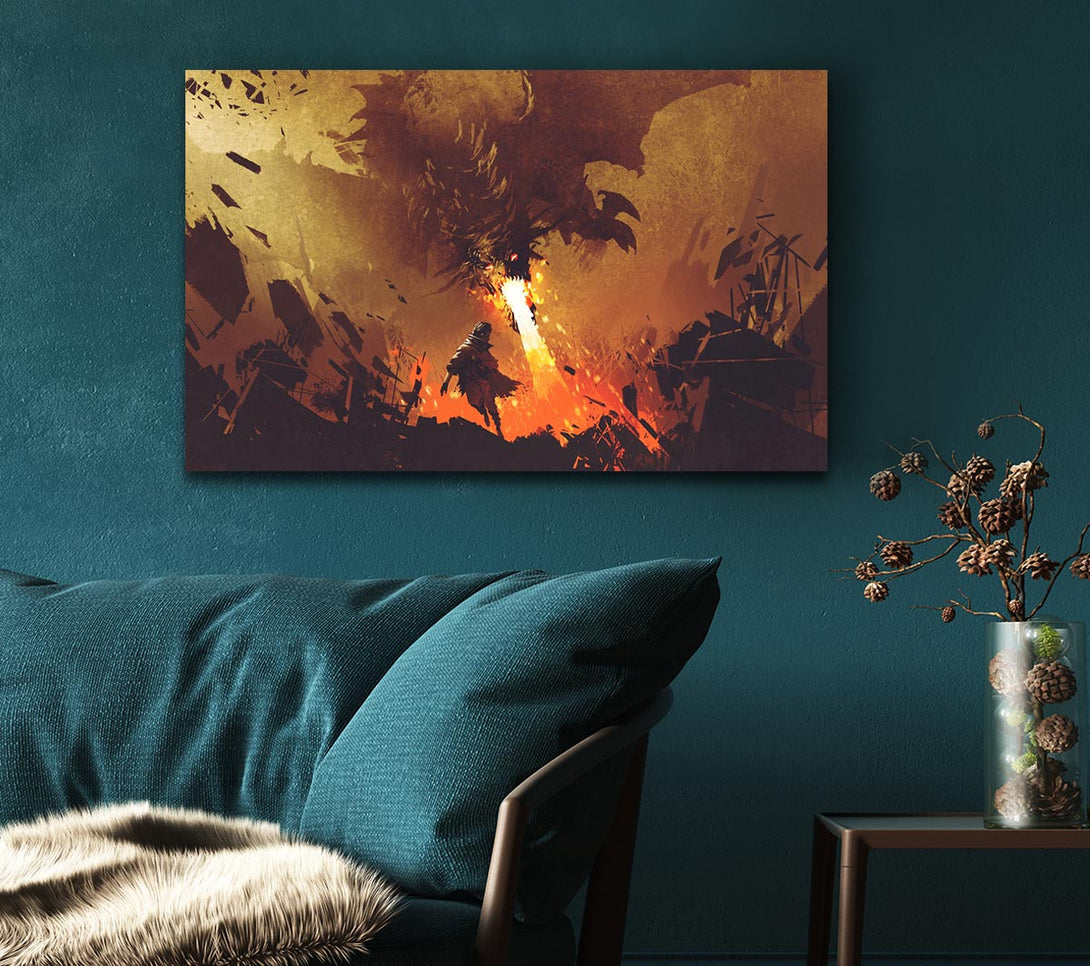  A Canvas Print of Fighting The Fire Dragon Canvas Print