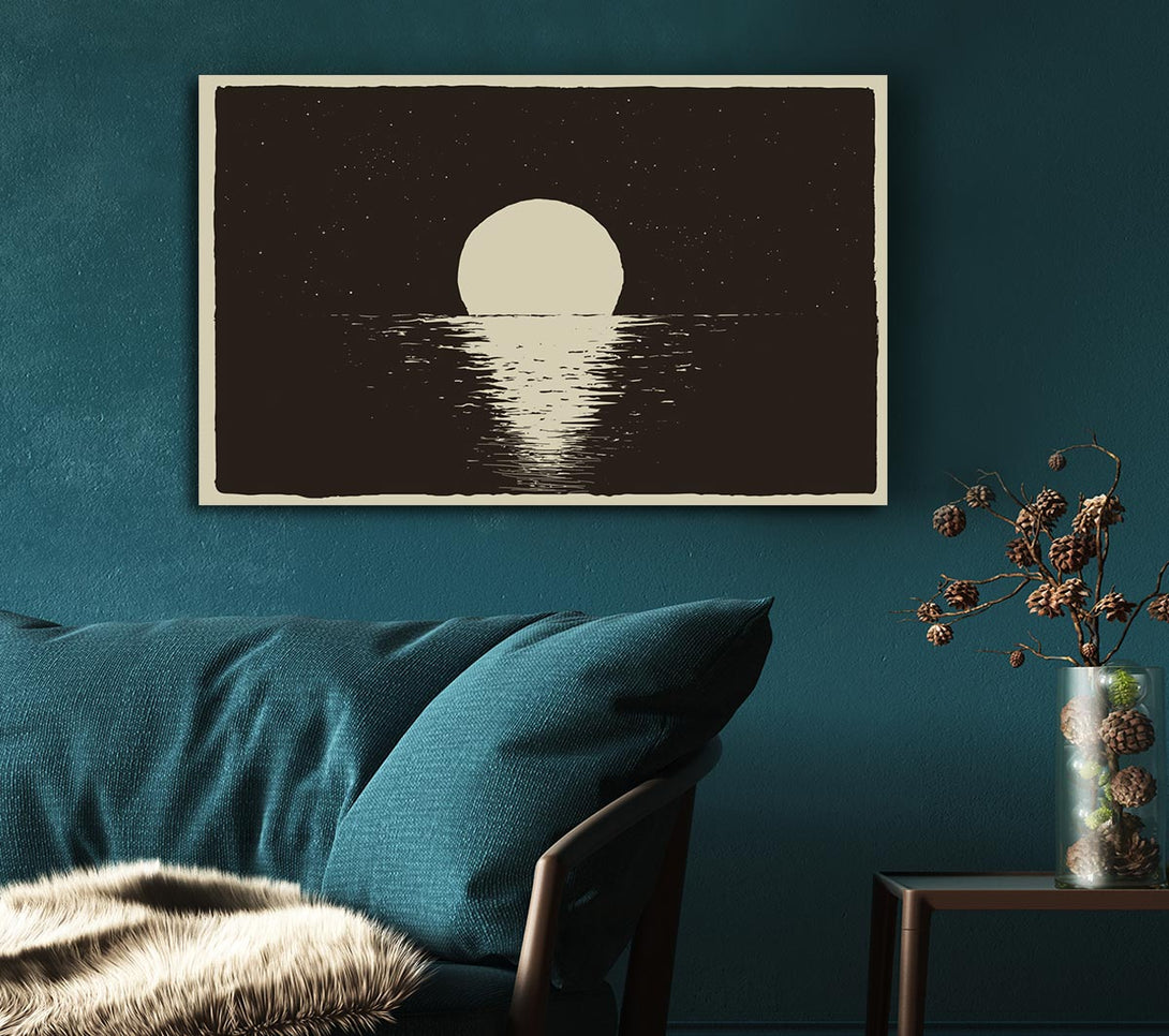  A Canvas Print of The Moon At Night Sea Canvas Print