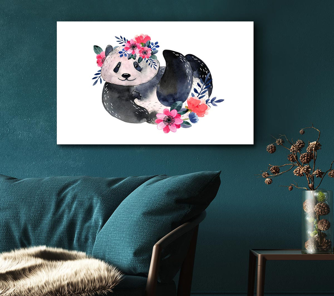  A Canvas Print of Cute Floral Panda Canvas Art