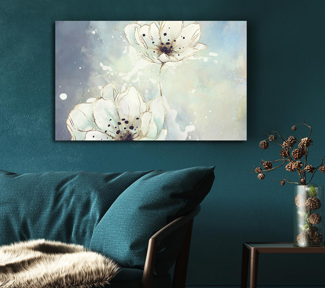  A Canvas Print of White Flowers In Abstract Canvas Art
